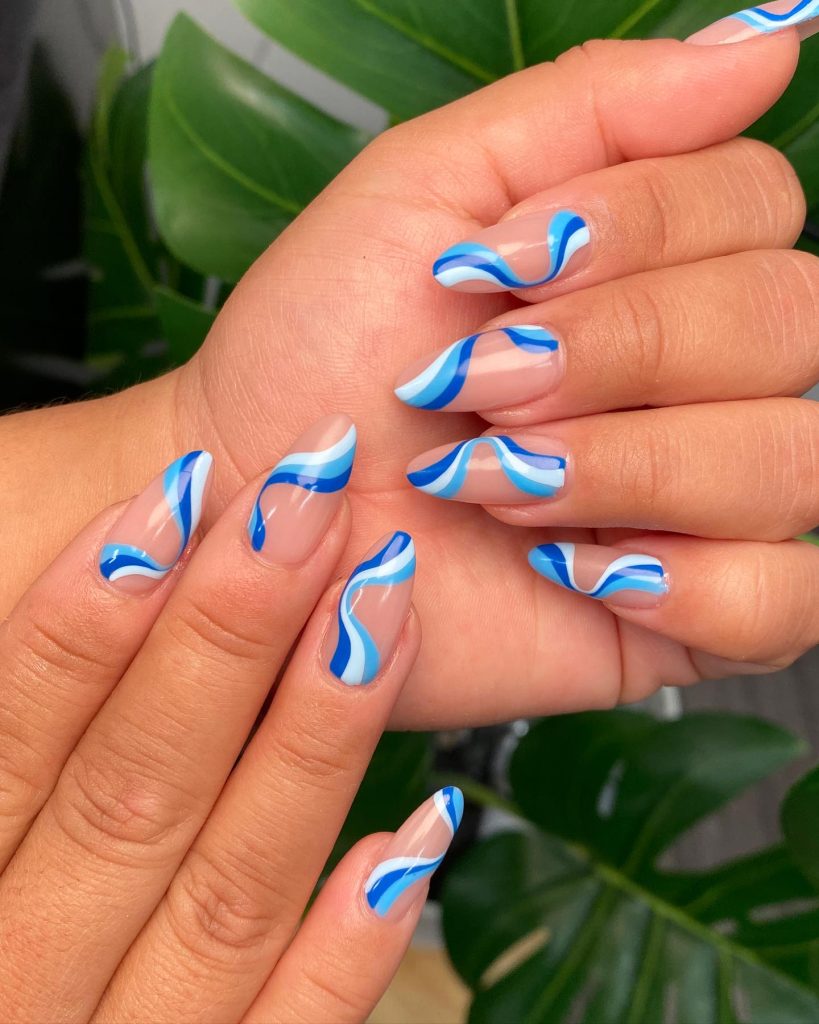 blue swirl nails