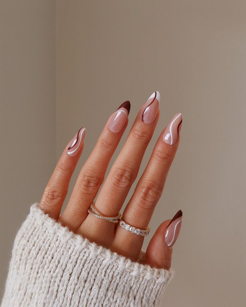 brown swirl nails