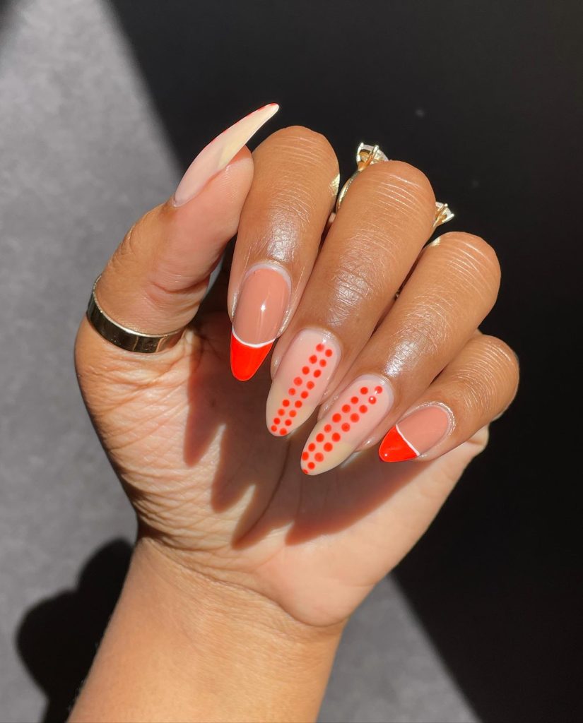 burning sand with orange color nail art