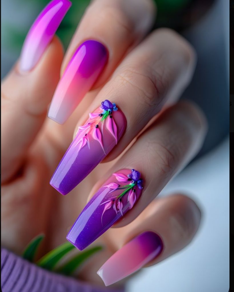 coffin acrylic 3d nails