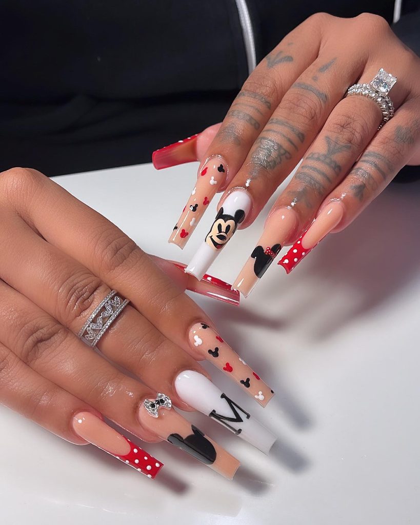 coffin acrylic disney nails