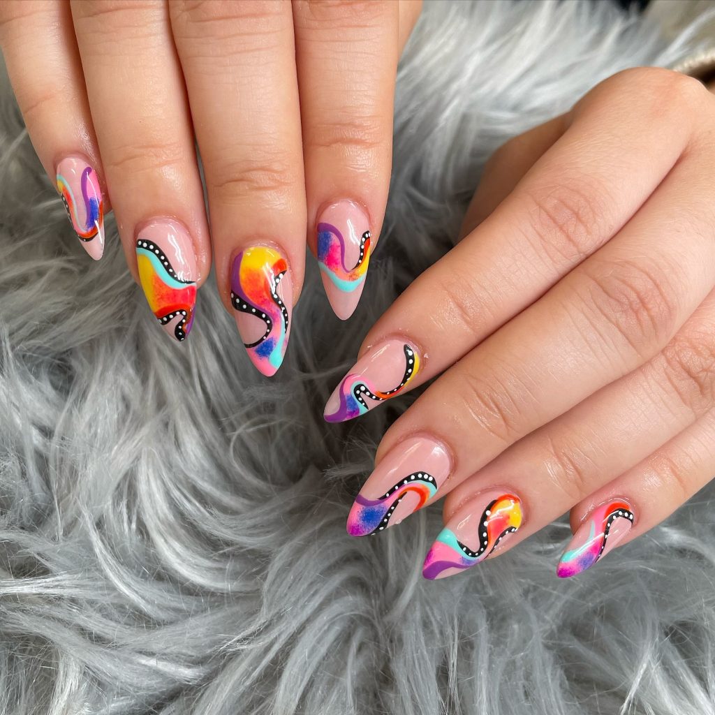 colorful swirl nails