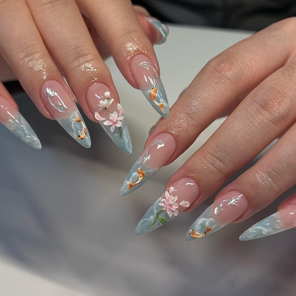 fish acrylic nails