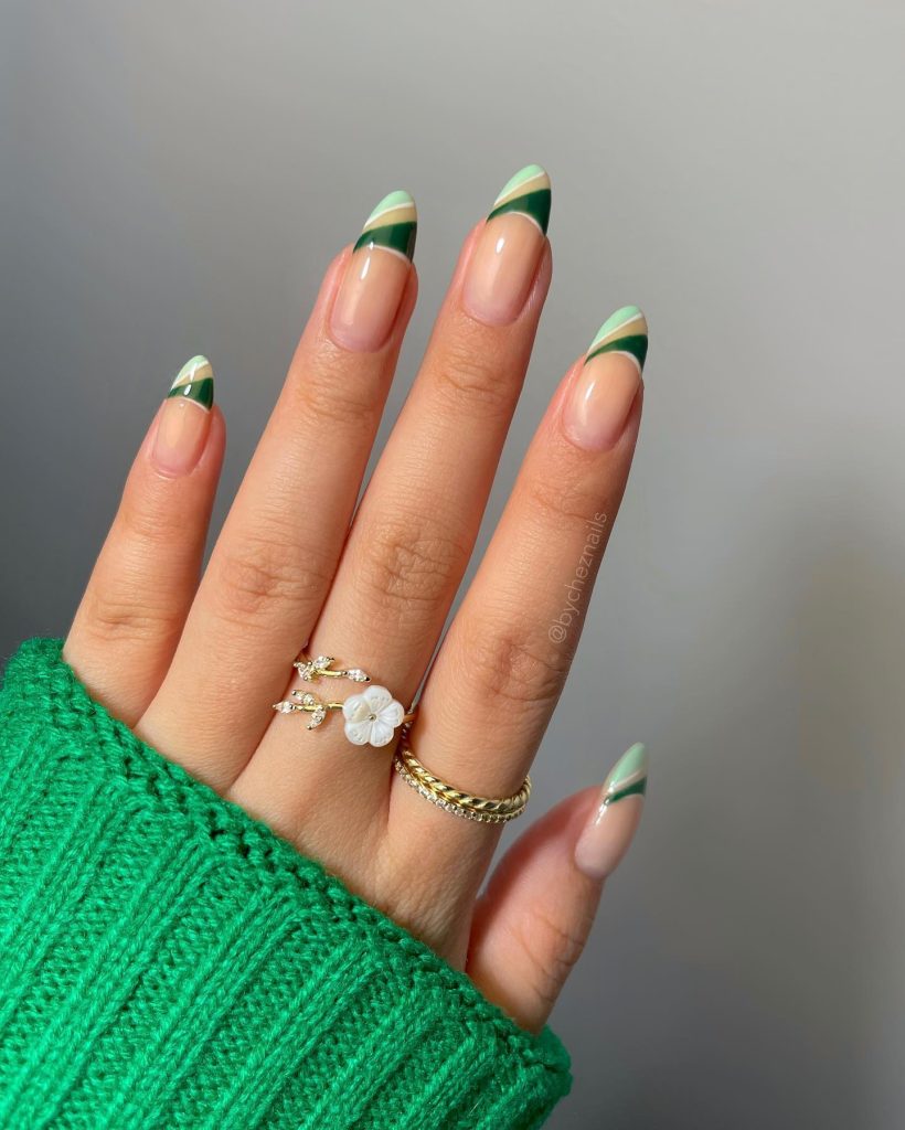 green frenchtip nails
