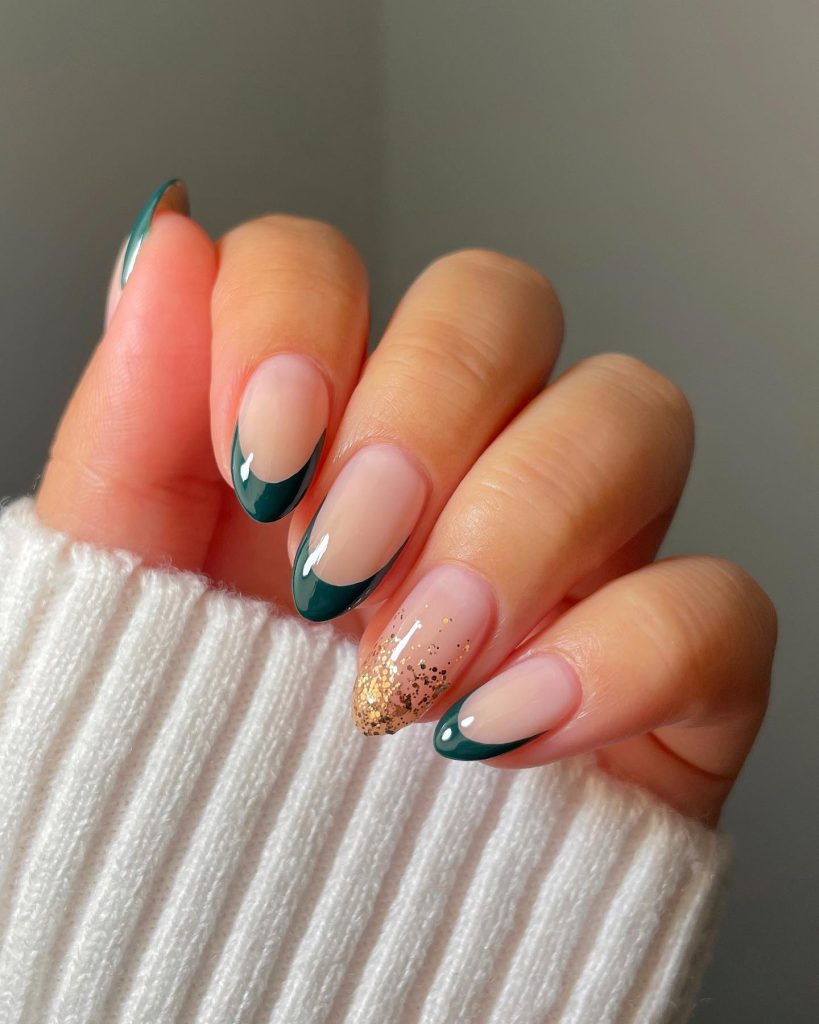 green frenchtip nails