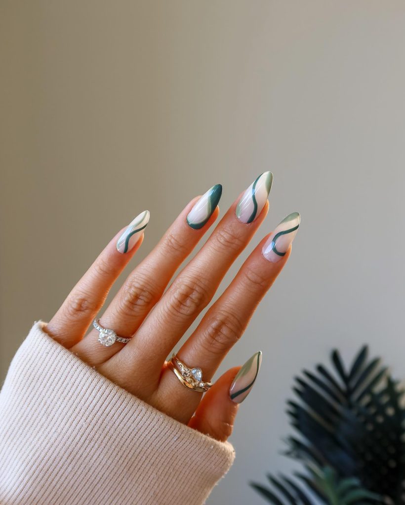 green swirl nails
