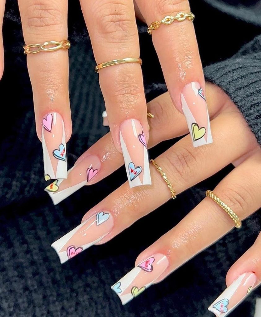 heart acrylic nails