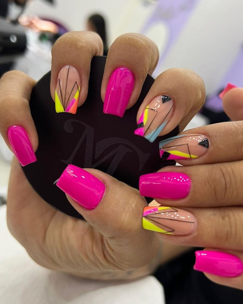 hot pink summer nails