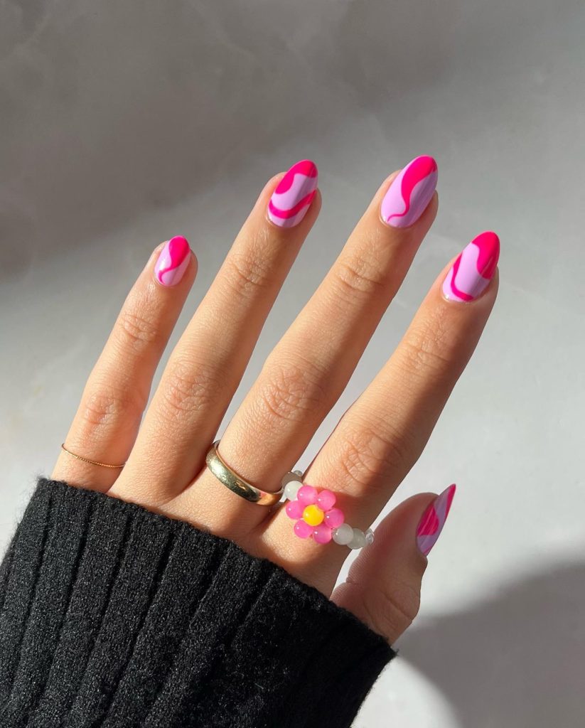 lavendar swirl nails