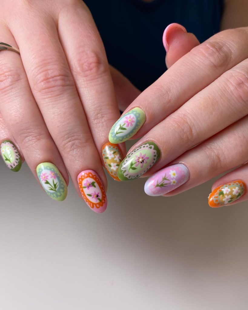 Multiple Flower Nail Color