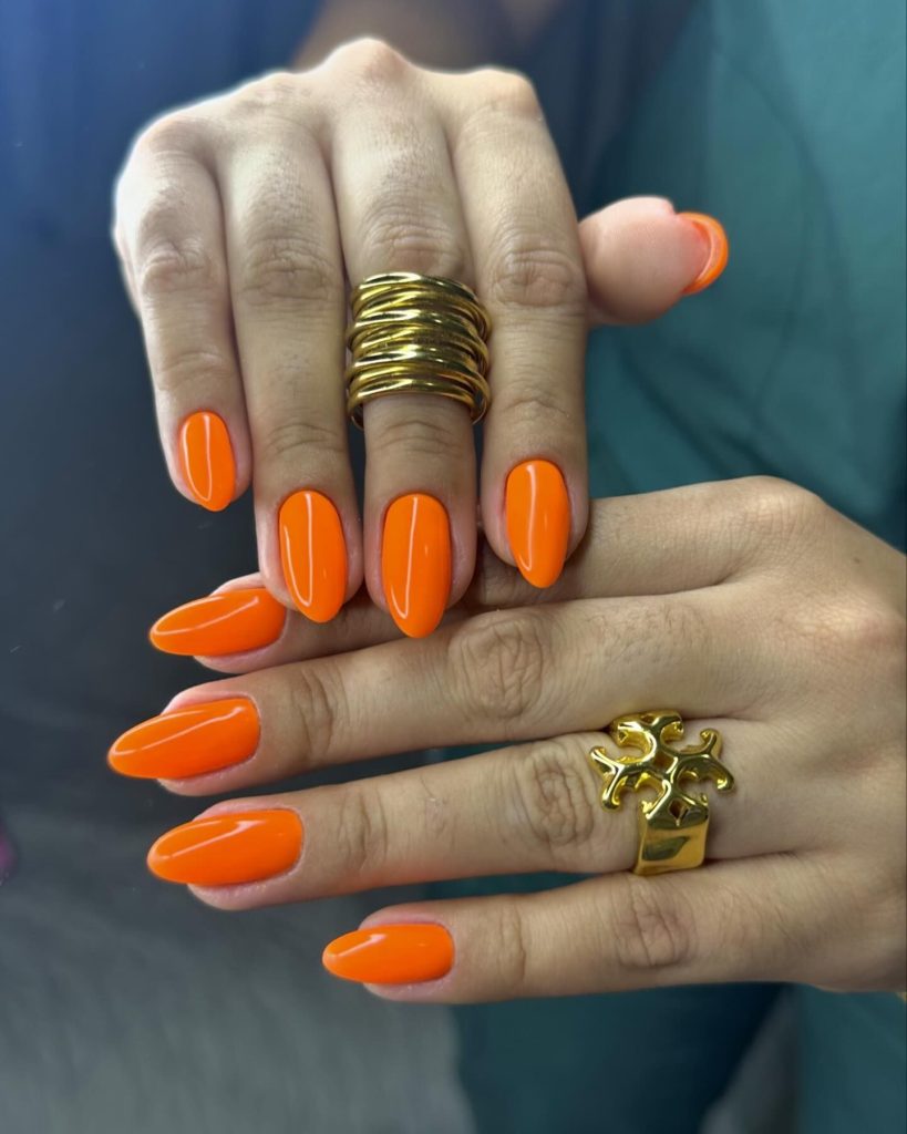 orange solid nails