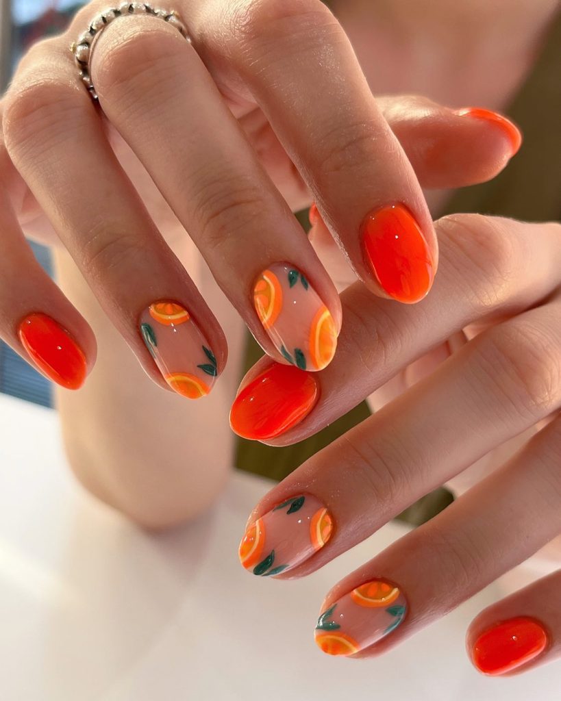 orange summer nails