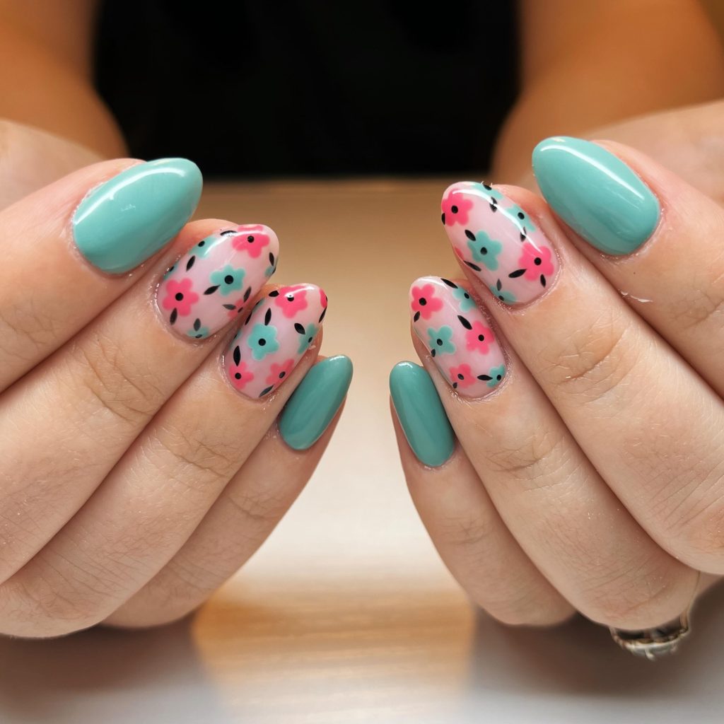 pastel flower nails