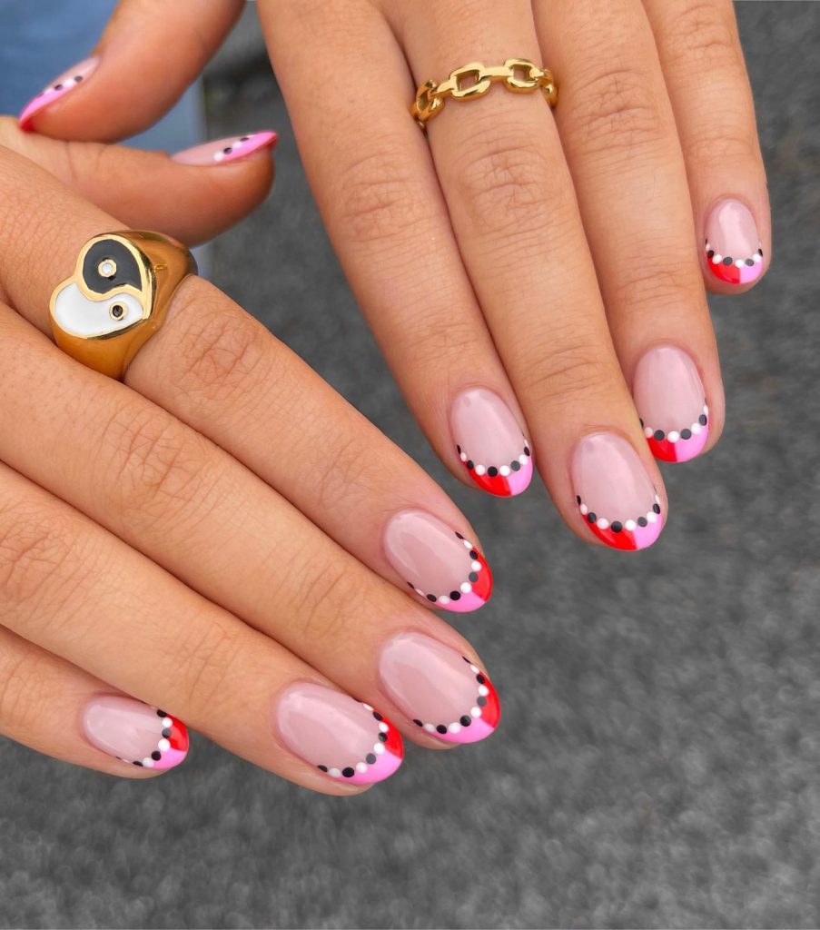 peach frenchtip nails