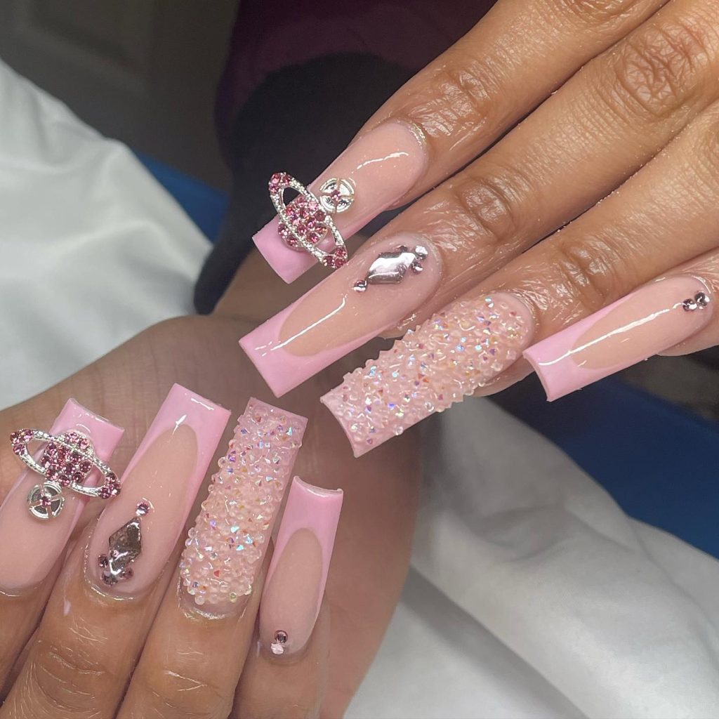 pink acrylic nails