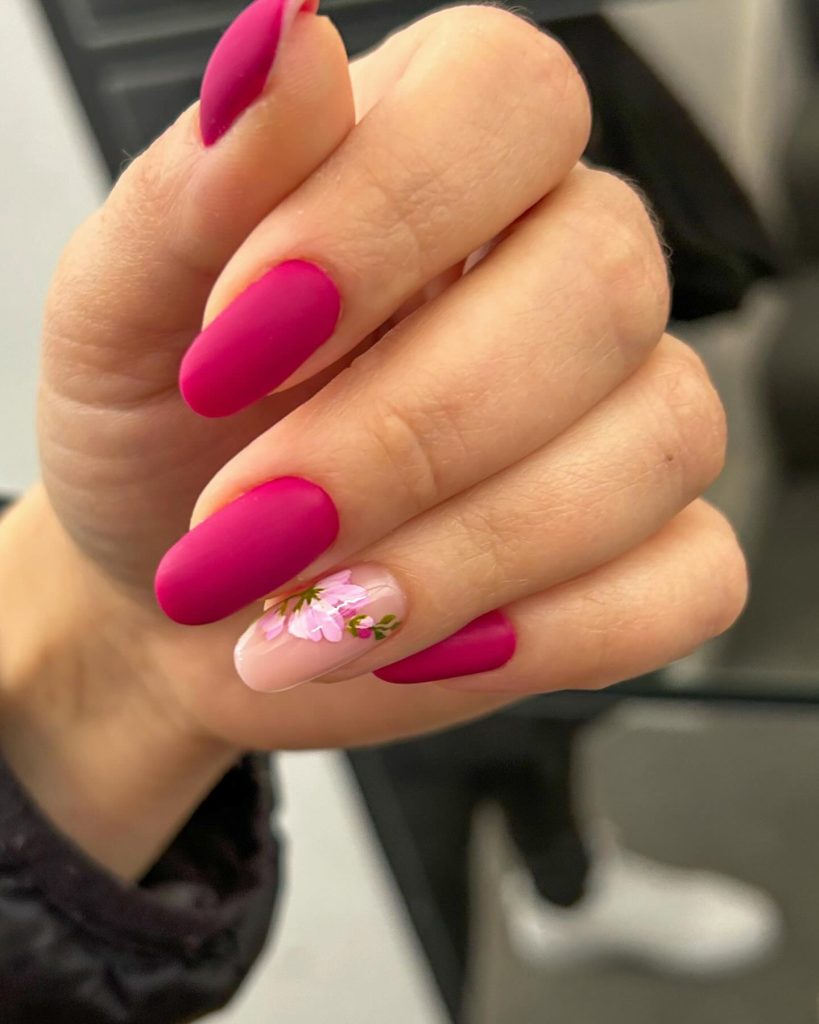 Pink Flower Nails