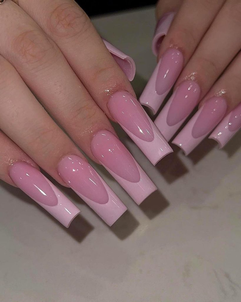 pinkandwhite acrylic nails
