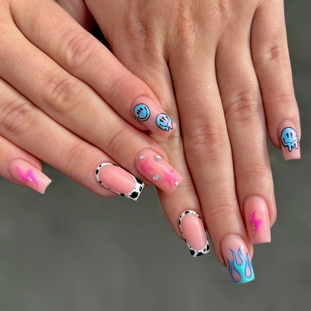 shortacrylic funky nails