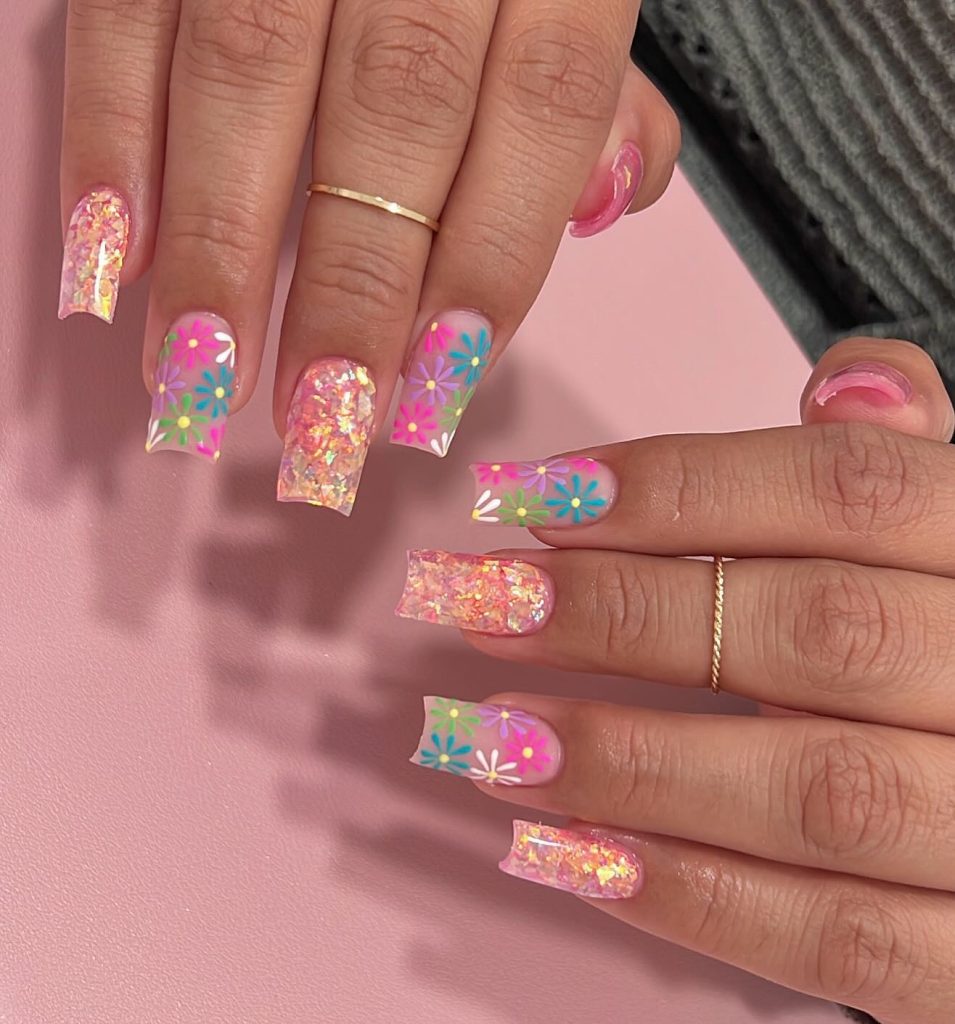 shortacrylic glitter nails