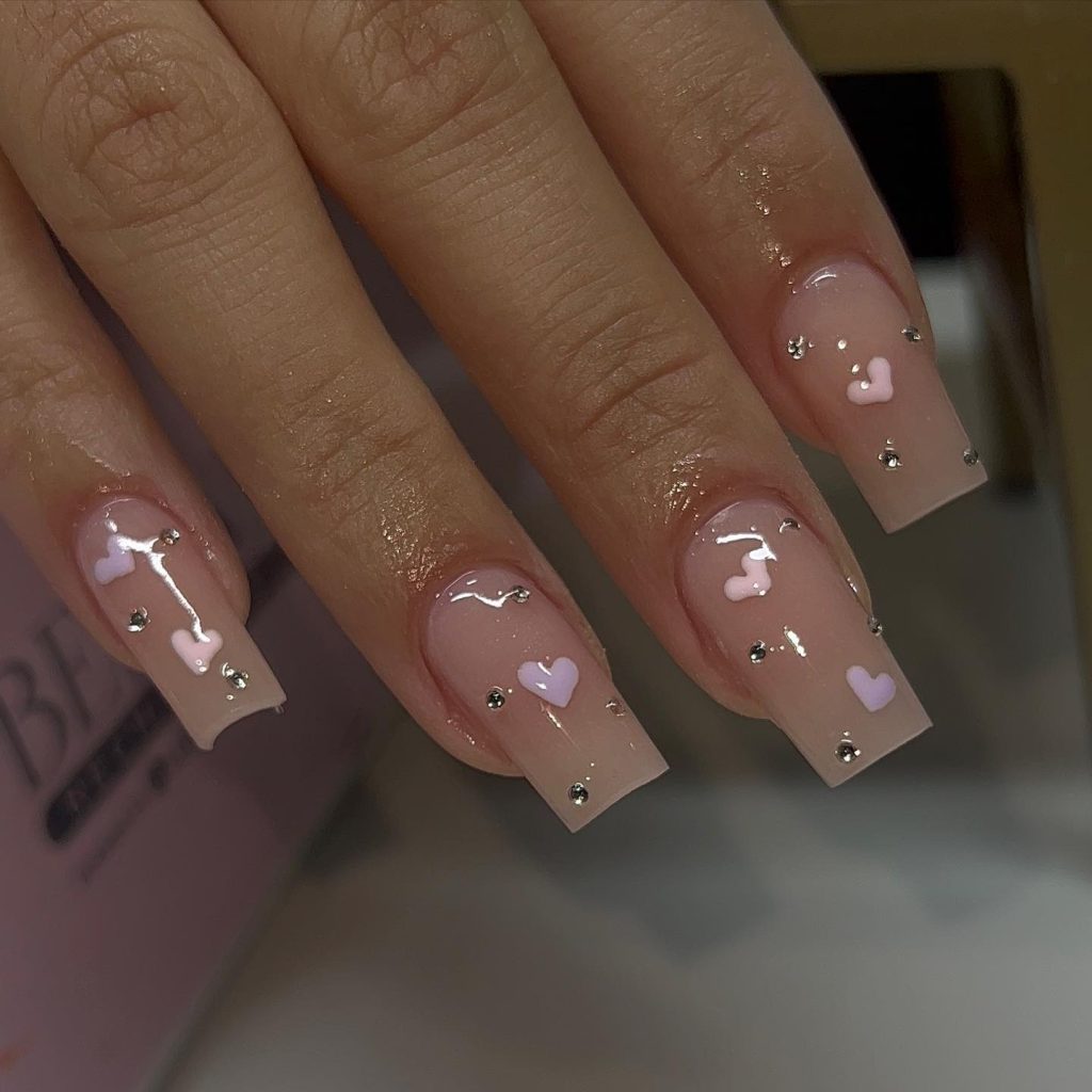 shortacrylic heart nails