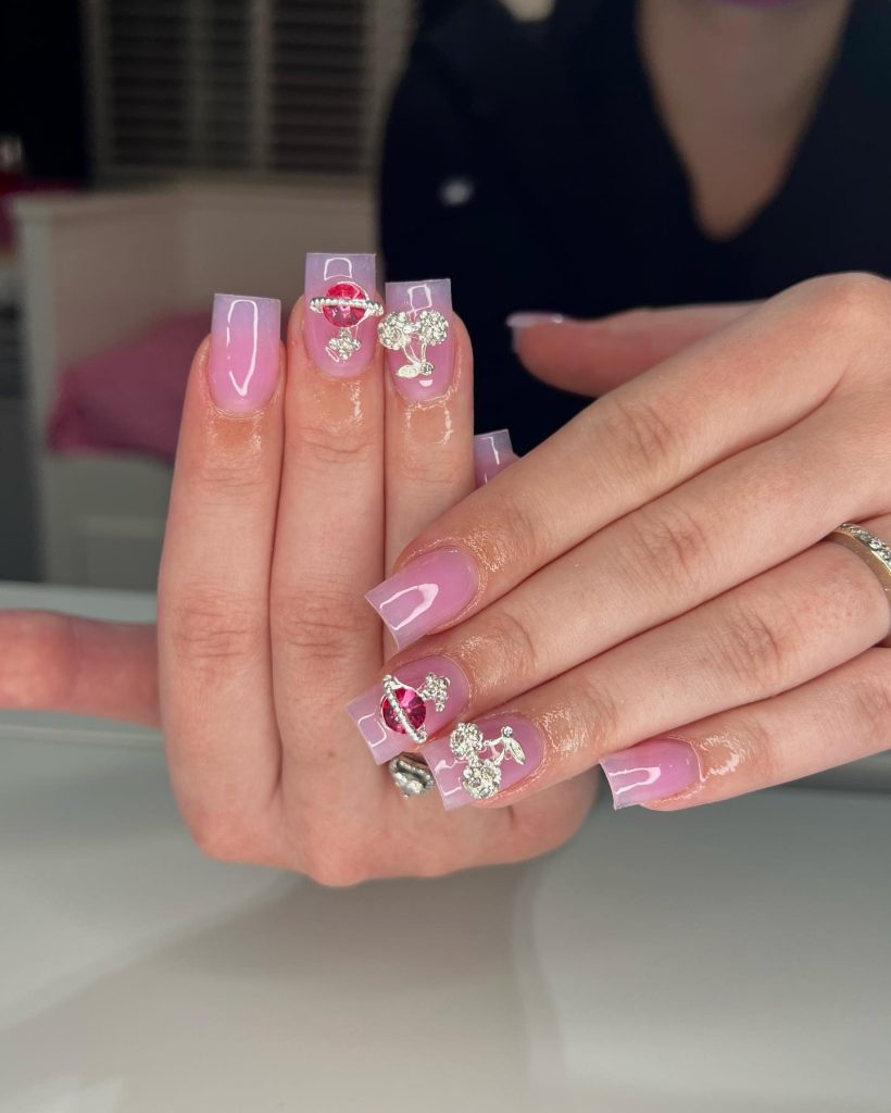 shortacrylic lavender nails