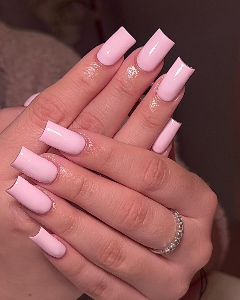 shortacrylic pink nails