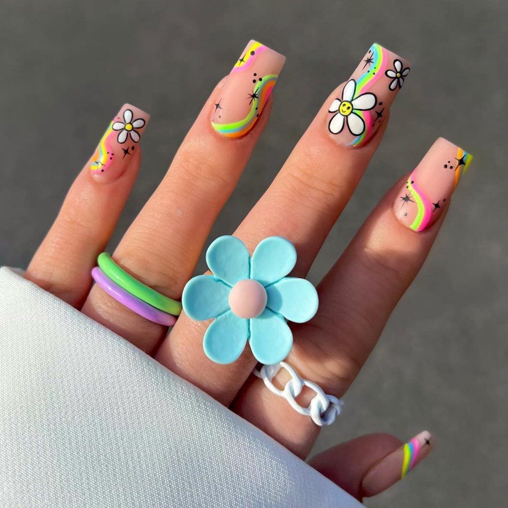 shortacrylic rainbow nails