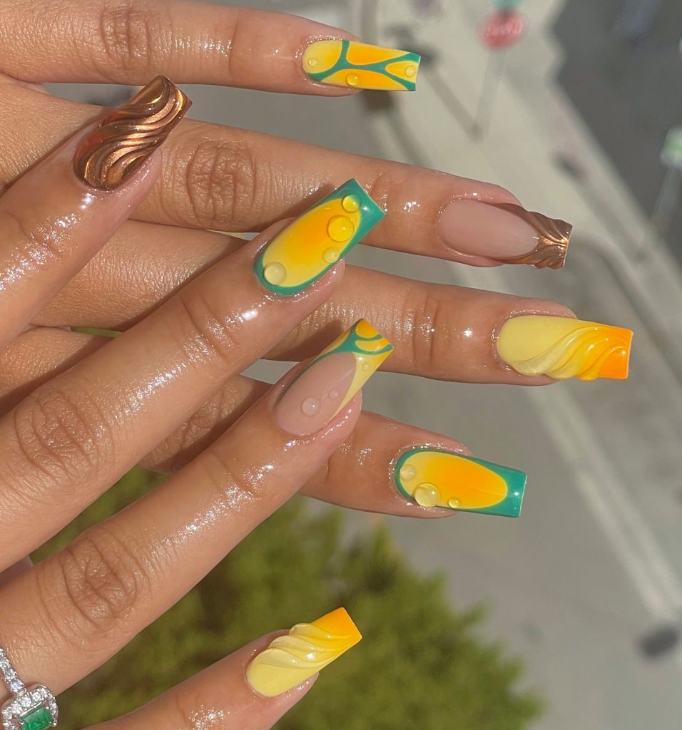 shortacrylic yellow nails