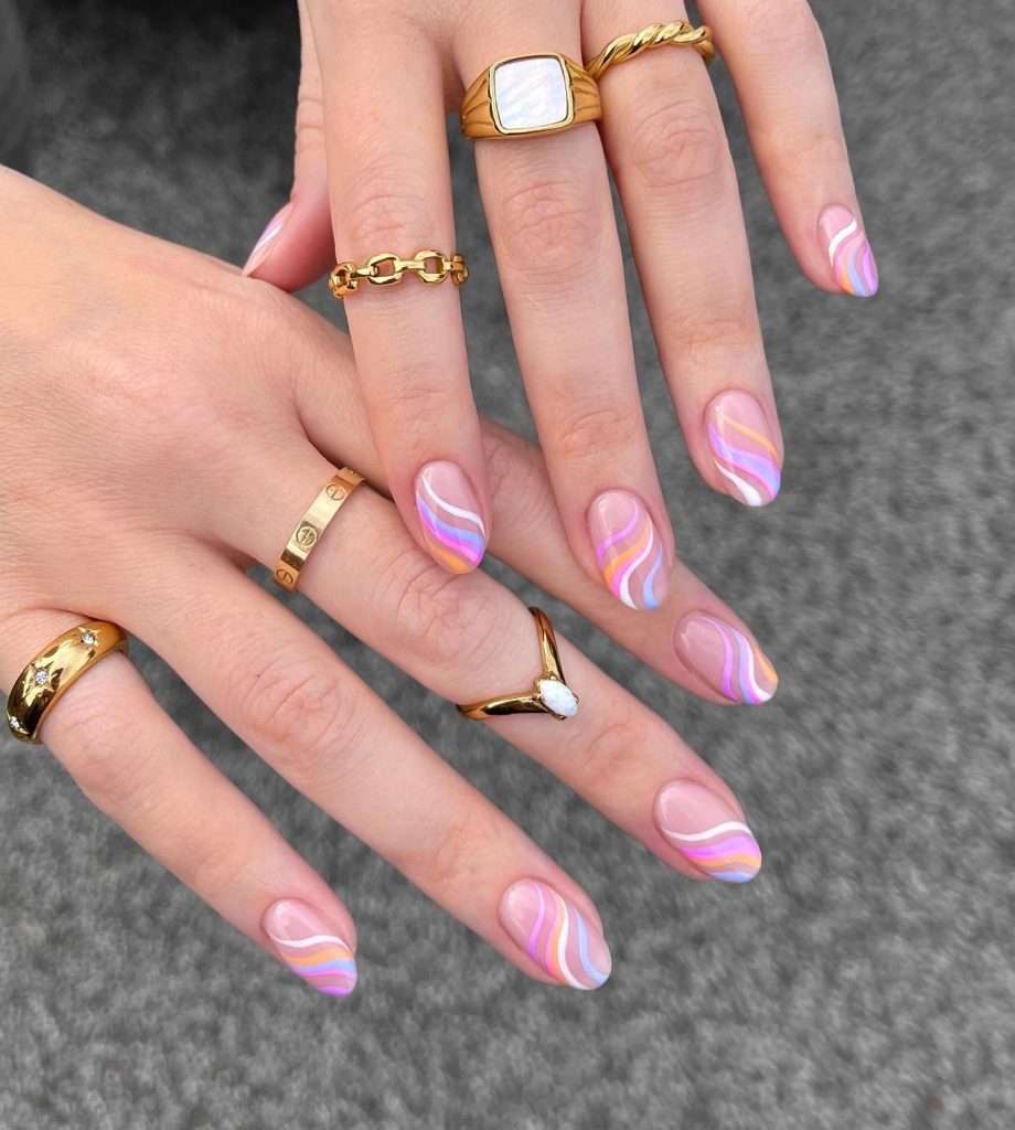 soft pastel swirl nails