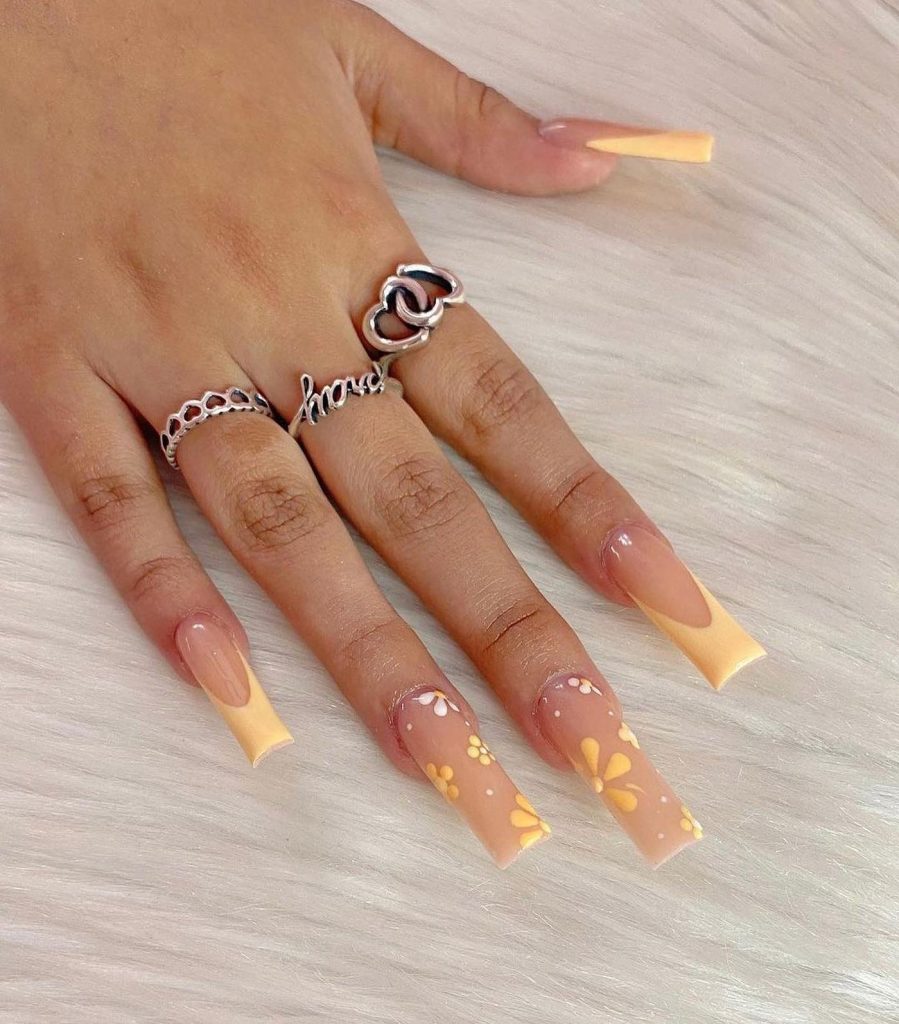 yellow acrylic nails