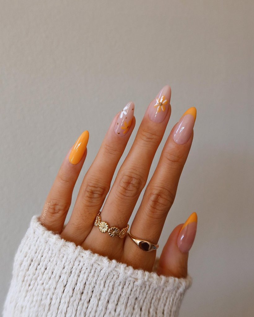 yellow flower nails