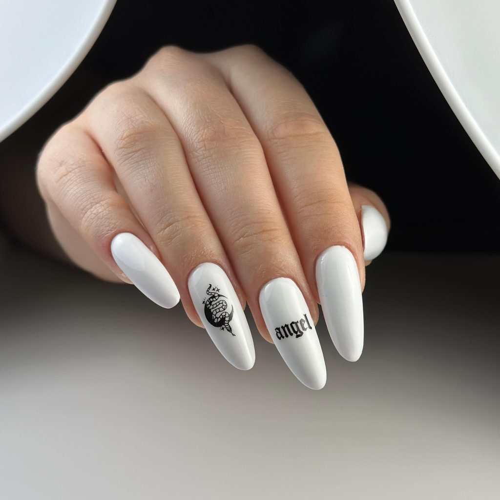 angel white nails