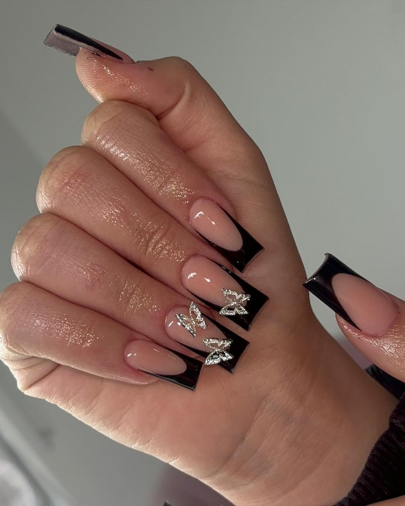 black butterfly nails