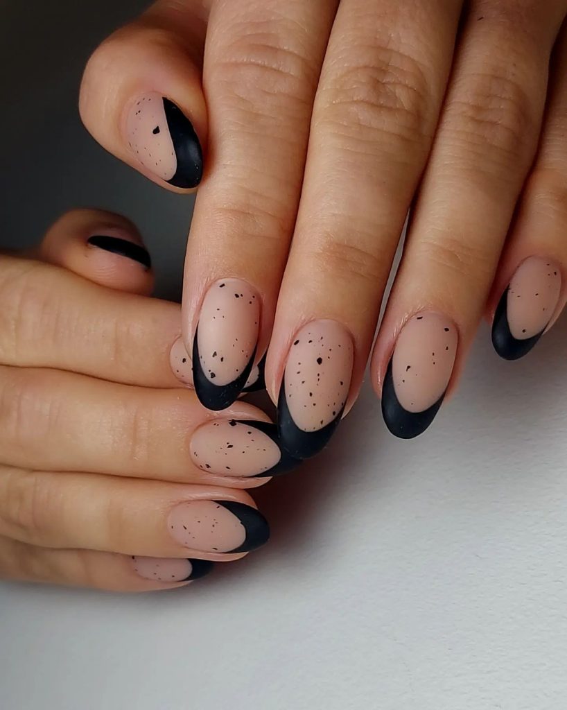 black dotted nails