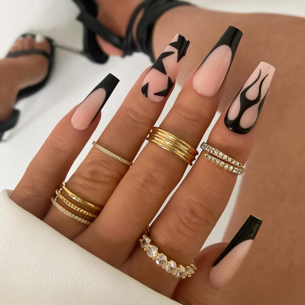 black funky nails
