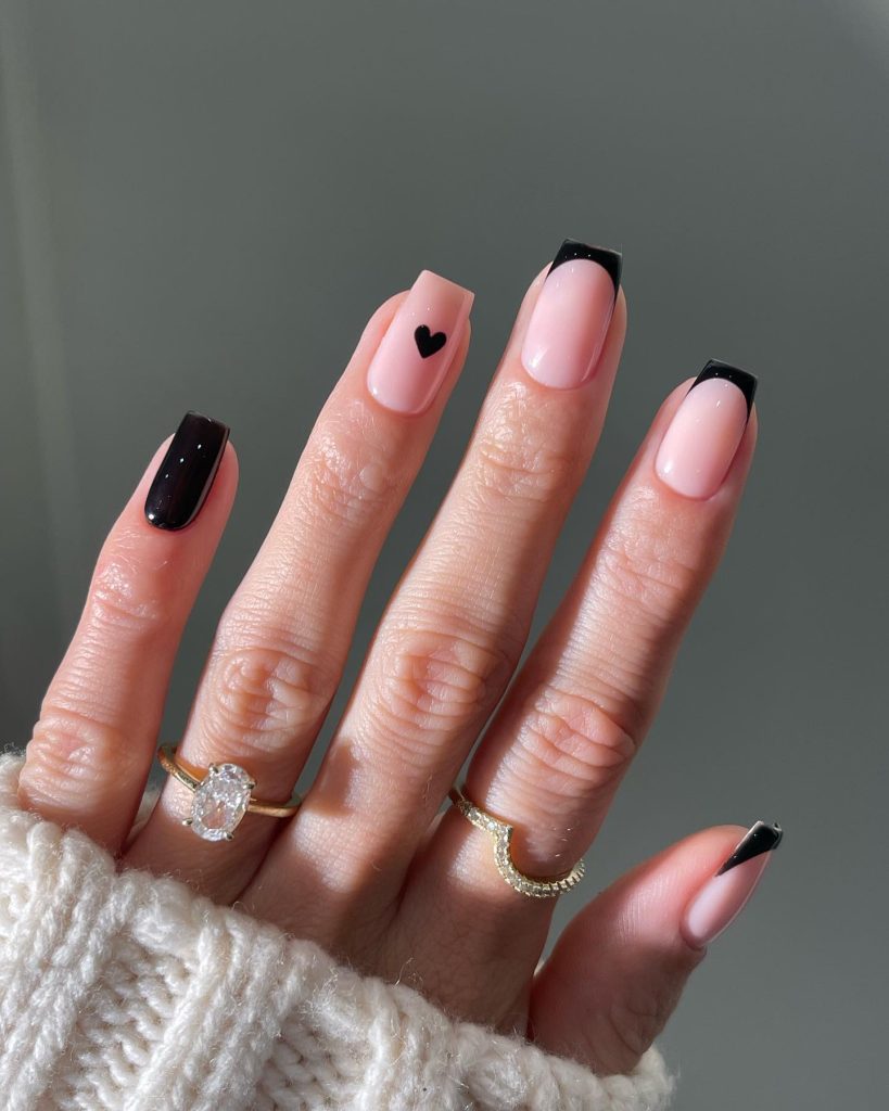 black heart nails