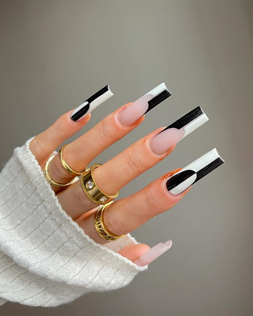 black monochrome nails