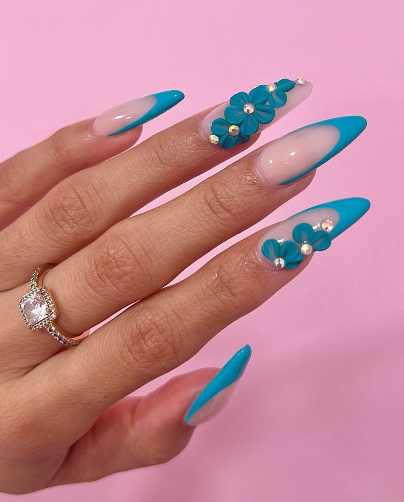 blue almond acrylic nails