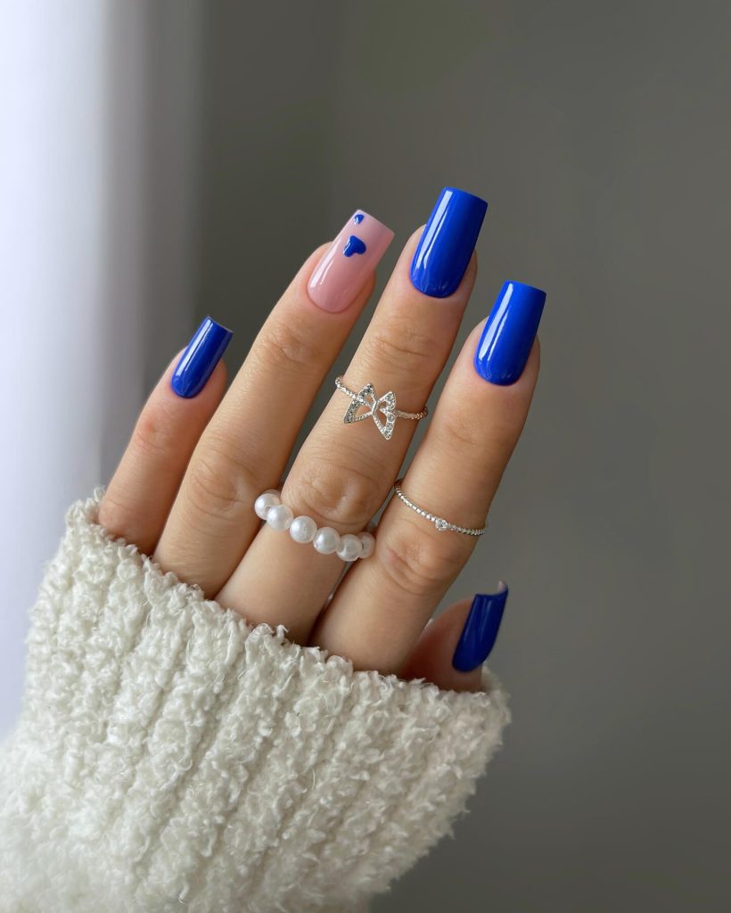 blue heart nails