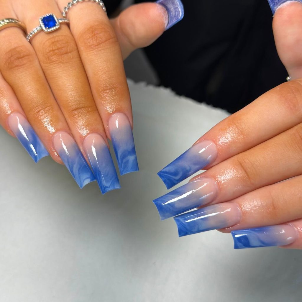 blue marble nails