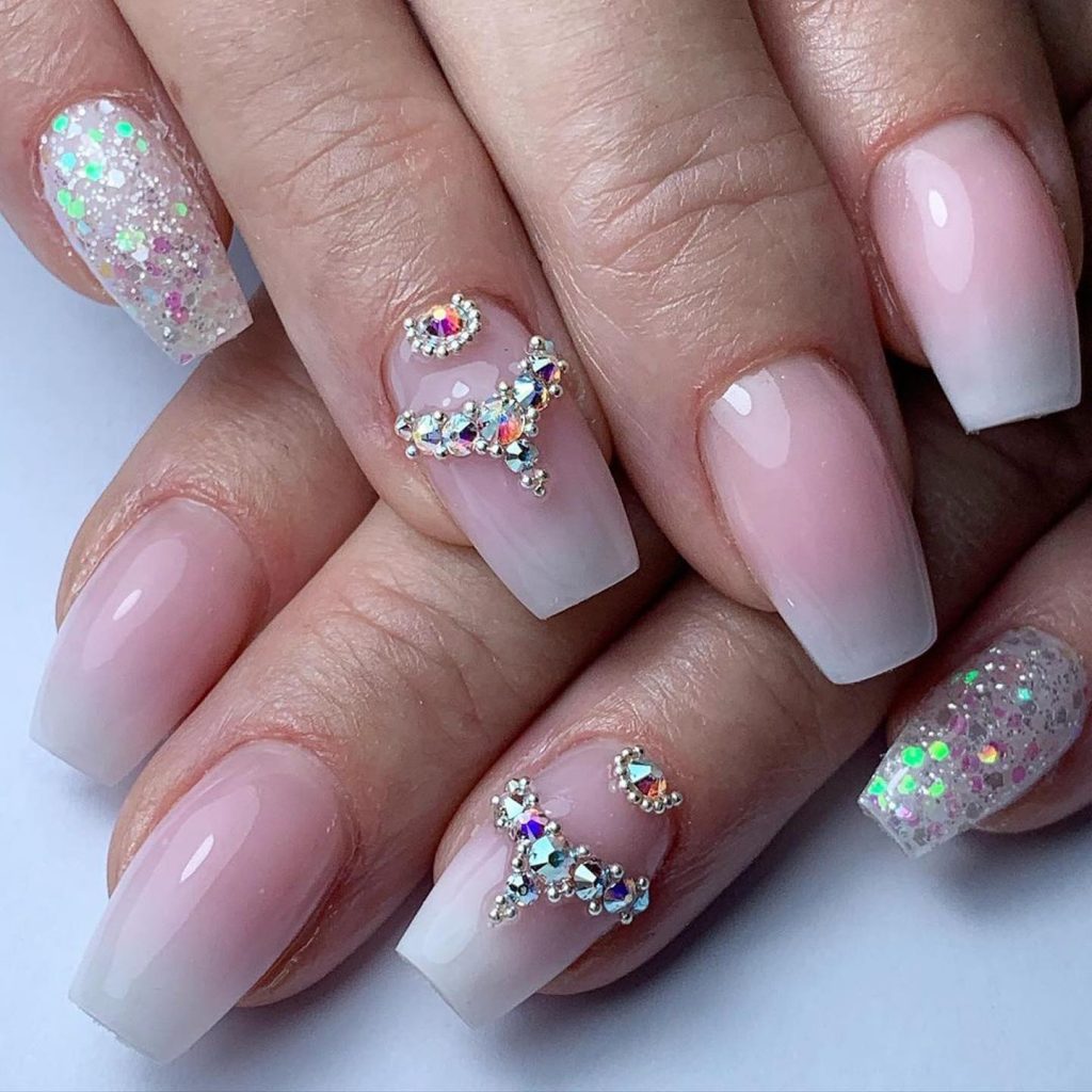 blue crystal swarovski nails