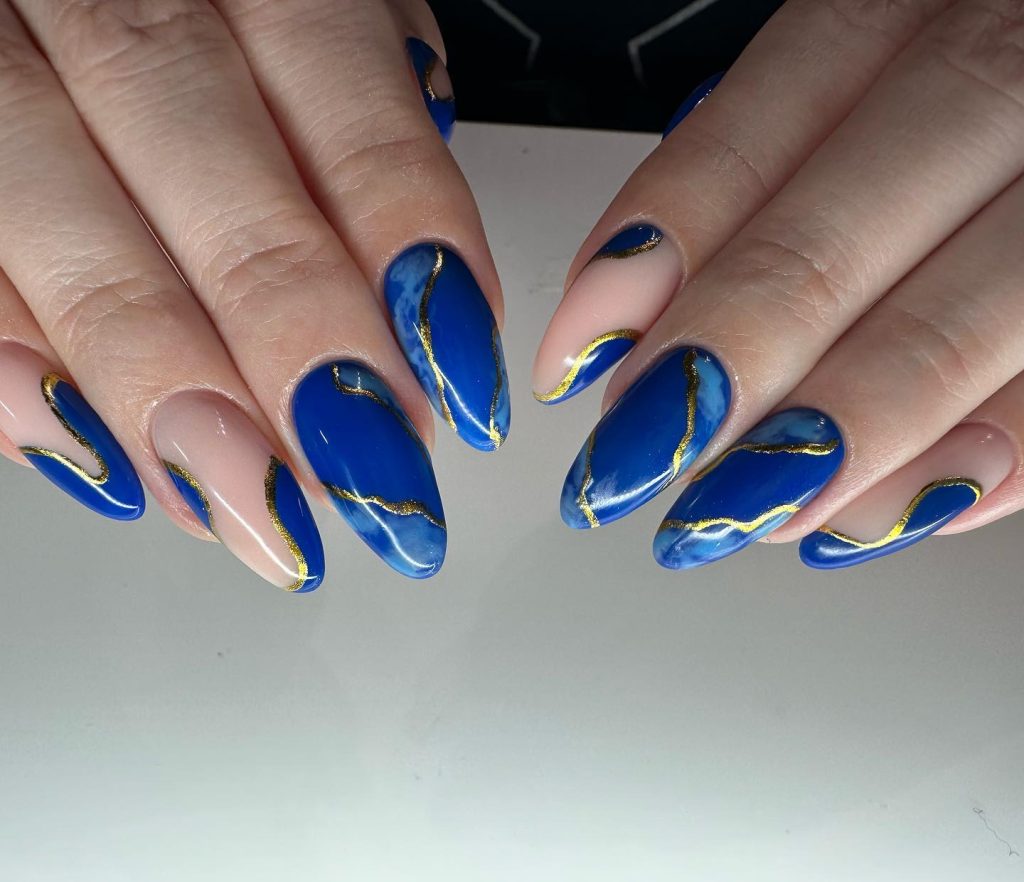 blue goldliner nails