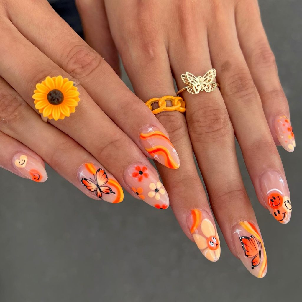 butterfly minimalist nails