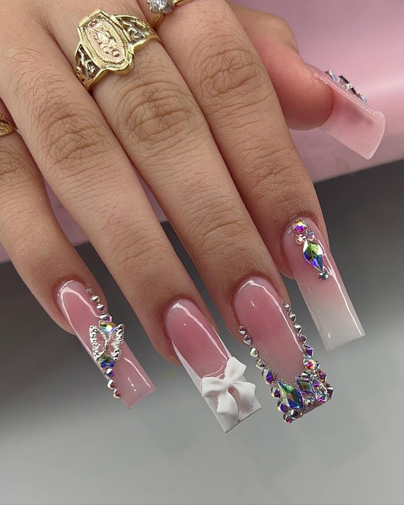 butterfly swarovski nails