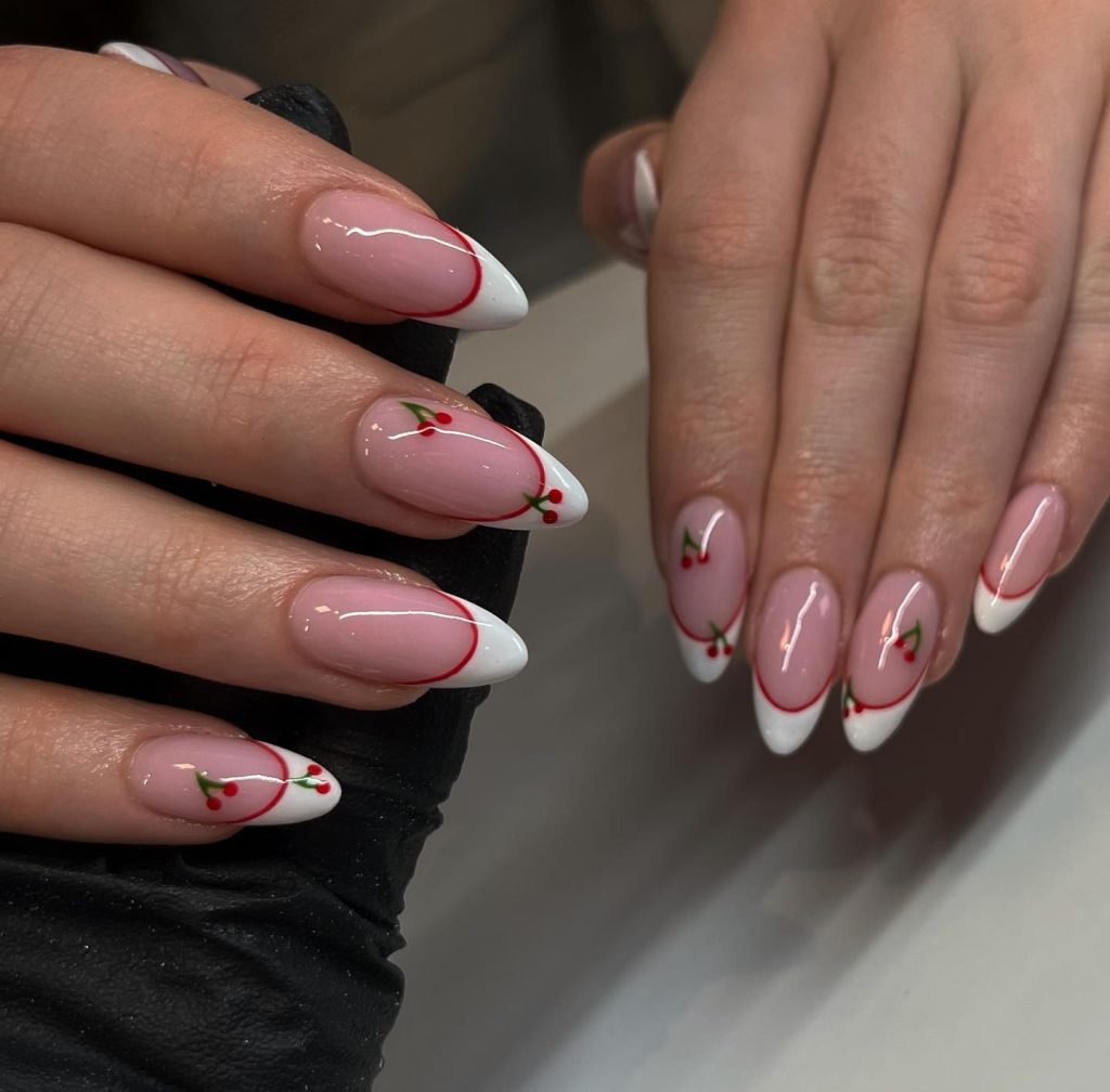 cherry almond acrylic nails