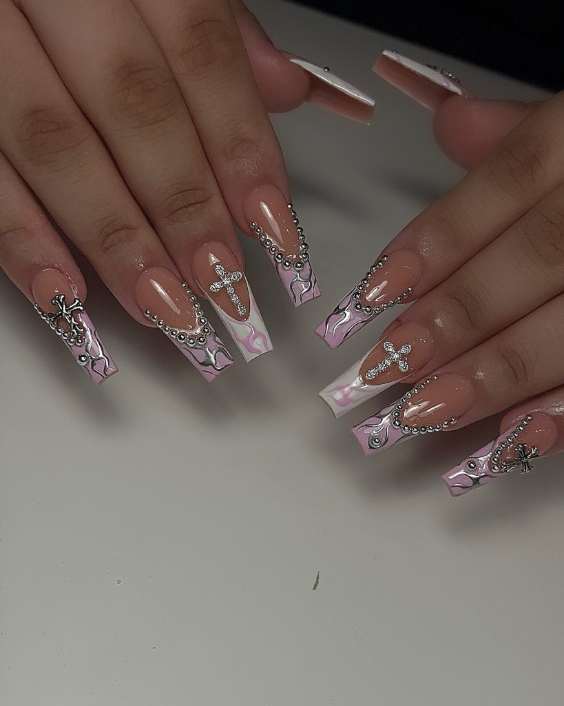 classy swarovski nails