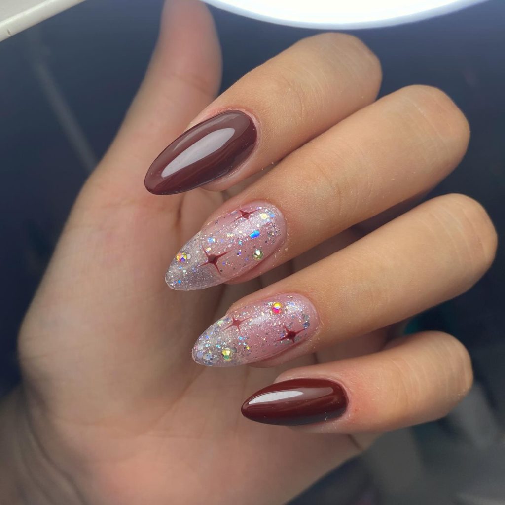 coffe almond acrylic nails