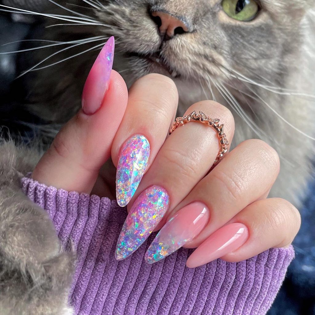 colorful glitter nails