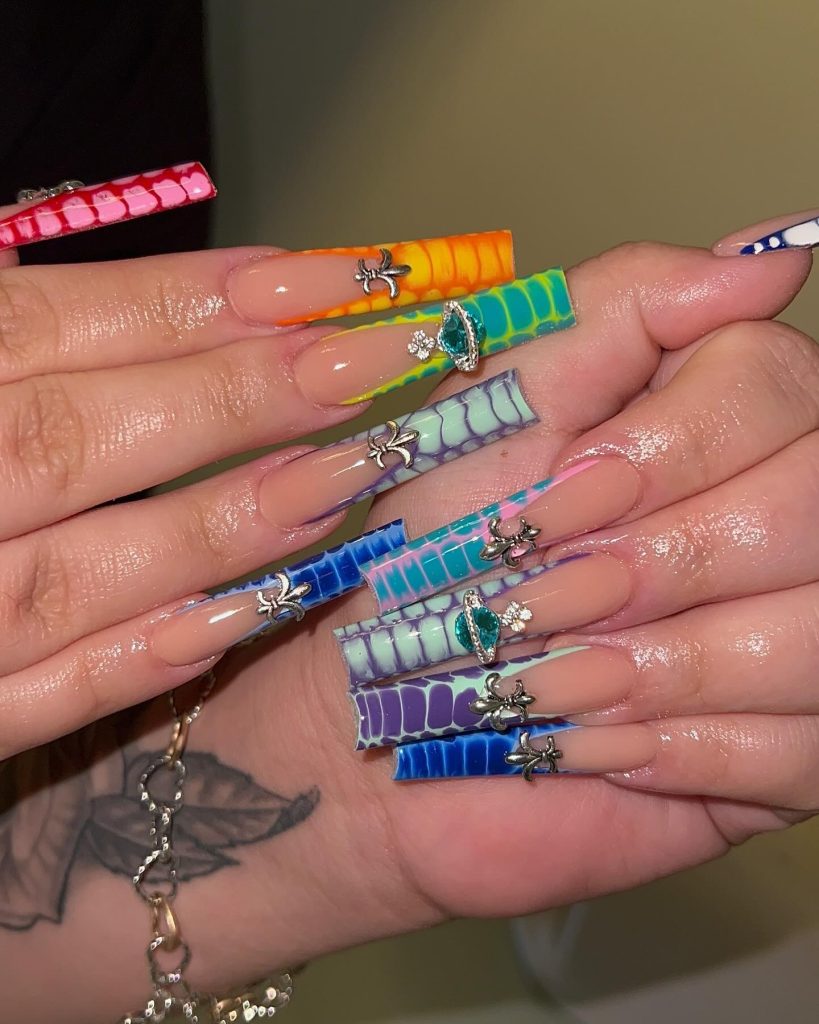 colorful swarovski nails