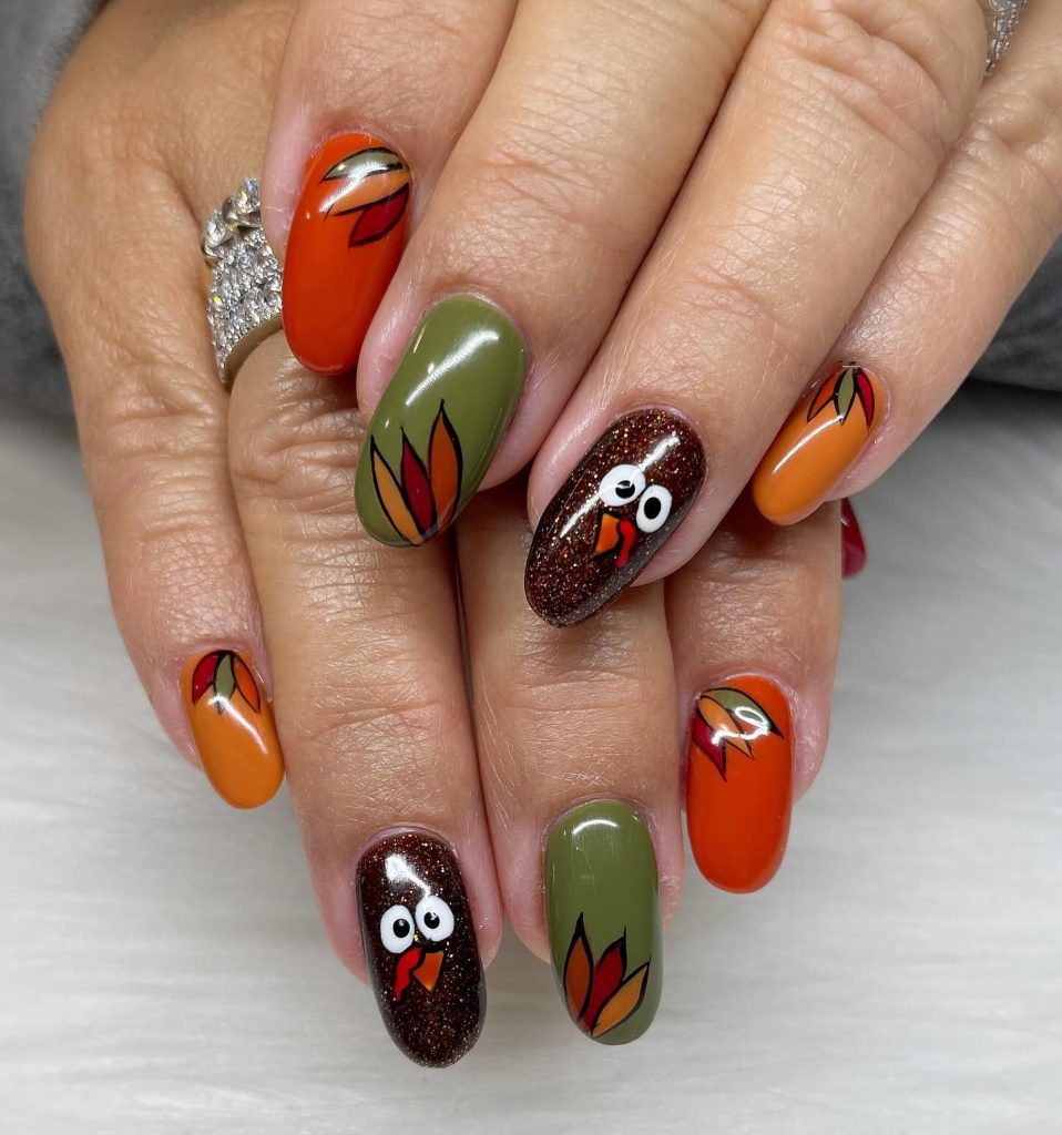 colorful thankgiving nails